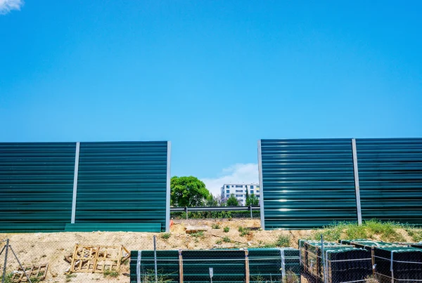Şantiye sahasında yol kenarı yüksek panel duvar uygulaması.